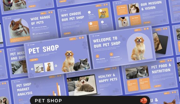 宠物店PPT模板 (PPTX)