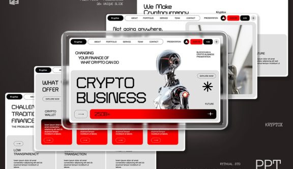 白色红加密业务演示文稿PPT模板 (PPTX,PPT)