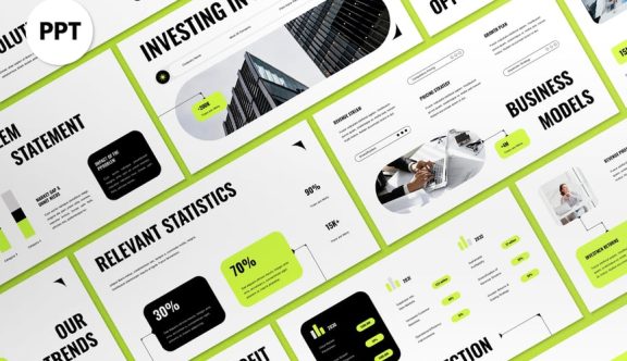 黑色绿色现代PPT模板 (PPT,PPTX)