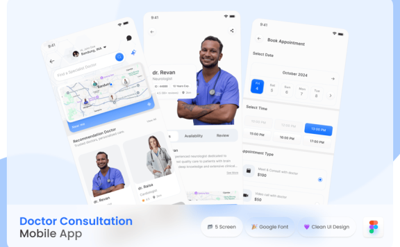 医生咨询 移动应用APP UI KIT (FIG)