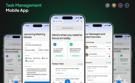 AI任务管理应用APP UI KIT (FIG,PSD,SKETCH,XD)