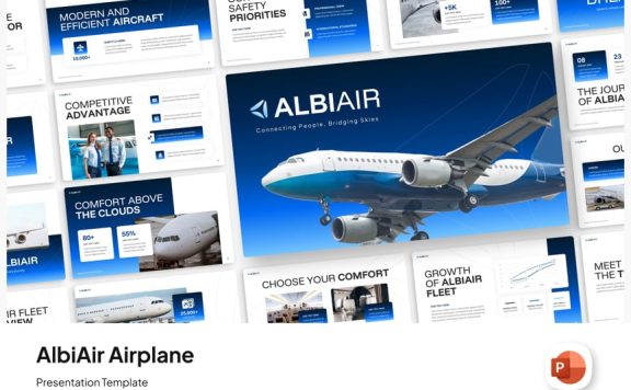 飞行旅行PPT模板 (PPTX)