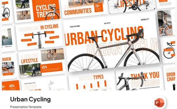 城市自行车活动介绍PPT模板 (PPTX)