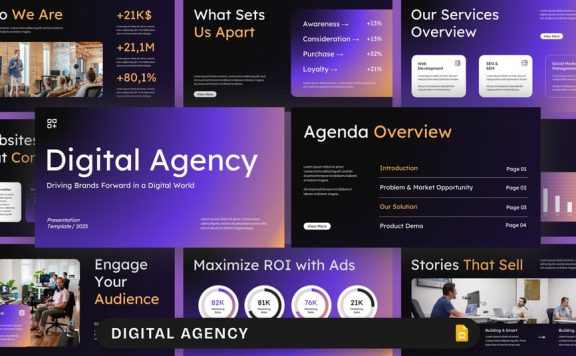 数字代理PPT模板 (PPTX)