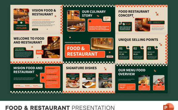 食品和餐厅PPT模板 (PPTX)