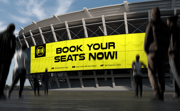 体育场立面广告牌模型样机 (PSD)