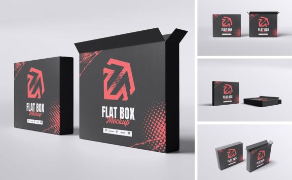 扁平包装盒模型样机 (PSD,PDF)