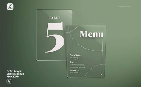 5x7in丙烯酸薄片模型样机 (PSD,PDF)