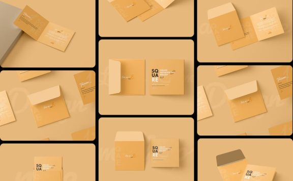 方折叠邀请卡模型样机 (PSD)