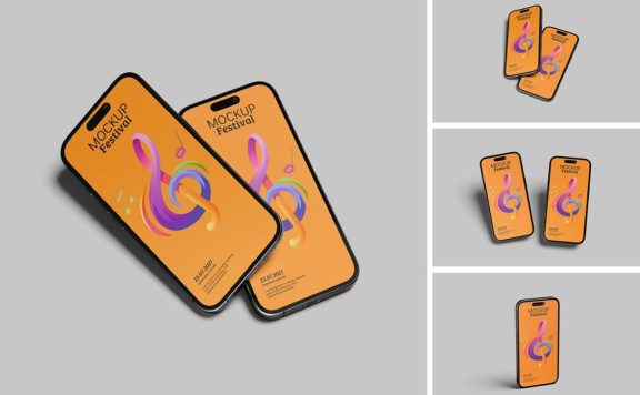 iPhone 15模型样机 (PSD,PDF)