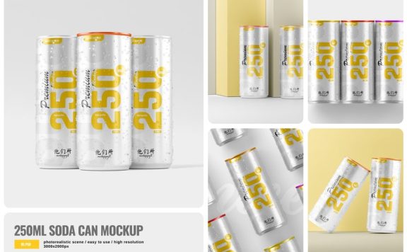 250毫升苏打易拉罐模型样机 (PSD)