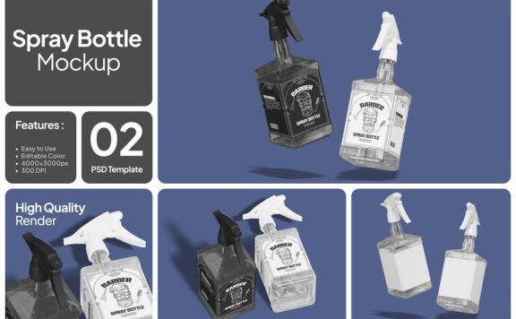 理发师喷雾瓶包装设计样机 (PSD)