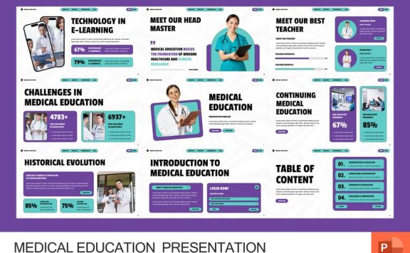 医学教育PPT模板 (PPTX)