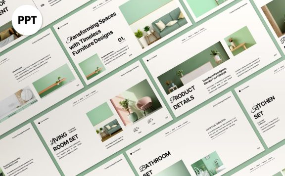 奶油极简家具目录PPT模板 (PPT,PPTX)