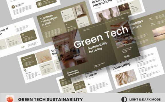 绿色技术专业房地产可持续性PPT模板 (PPTX)