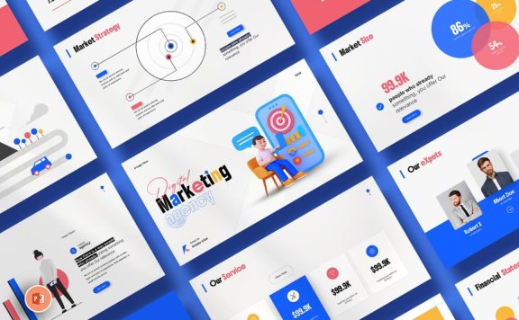 数字营销策略PPT模板 (PPTX)