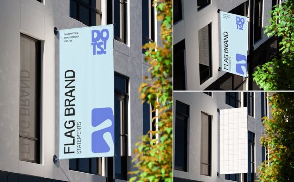 标志横幅模型样机 (PSD)