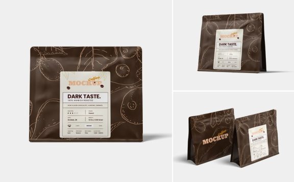 咖啡袋模型样机 (PSD,PDF)