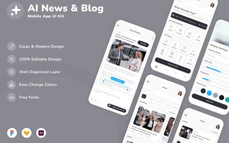 AI 新闻和博客移动应用程序 UI 套件