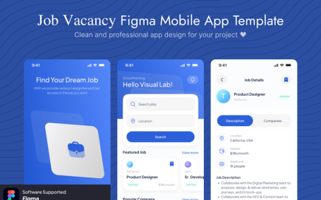 职位空缺 Figma 移动应用模板