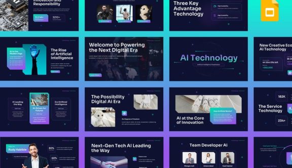AI技术PPT模板 (PPTX)