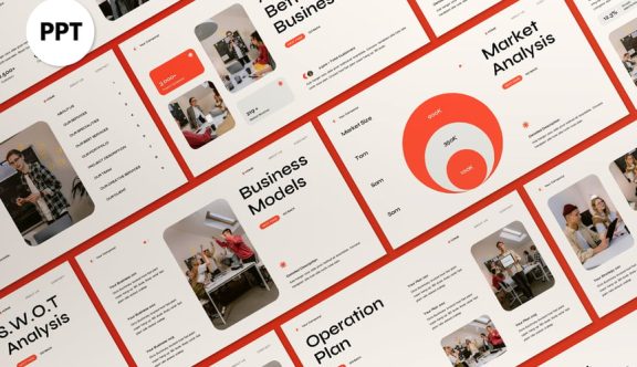 橙色现代商业计划PPT模板 (PPT,PPTX)