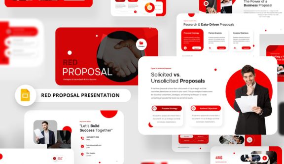 红白色项目建议PPT模板 (PPTX)