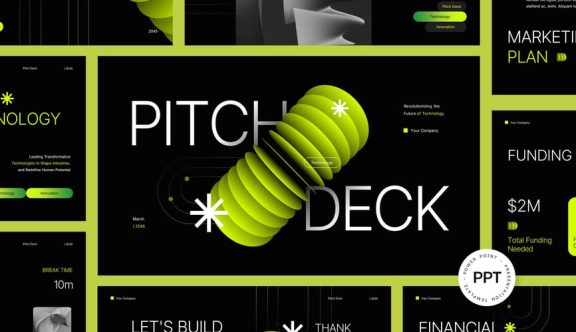 现代未来派路演PPT模板 (PPTX)