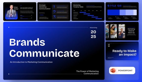 营销通信PPT模板 (PPTX)