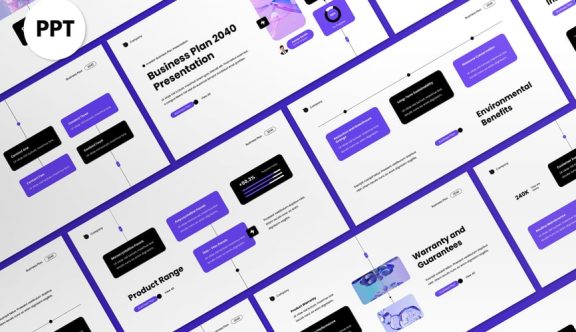 白色紫色商业计划PPT模板 (PPT,PPTX)