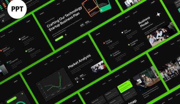 黑色绿色现代商业计划PPT模板 (PPT,PPTX)