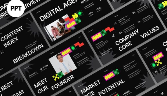 黑色创意路演PPT模板 (PPT,PPTX)