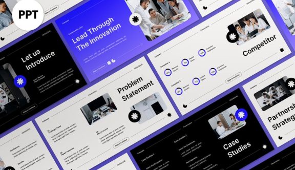 白色蓝色商务路演PPT模板 (PPT,PPTX)