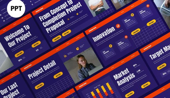 紫色现代业务提议PPT模板 (PPT,PPTX)