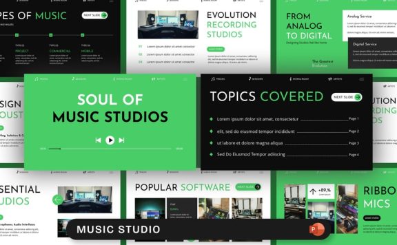 音乐工作室PPT模板 (PPTX)