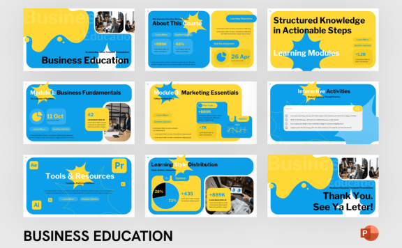 商业教育PPT模板 (PPTX)