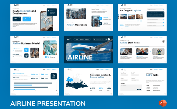 航空公司PPT模板 (PPTX)