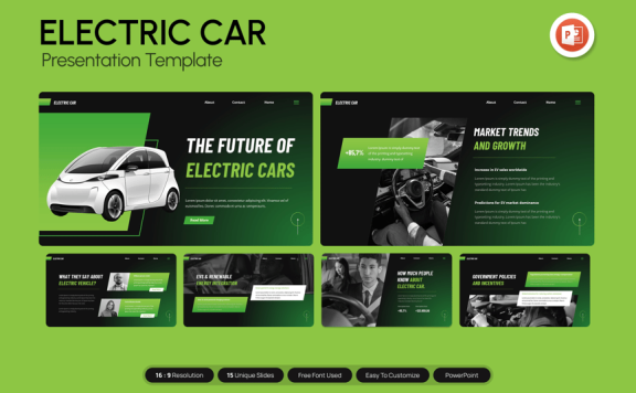 电动汽车PPT模板 (PPTX)