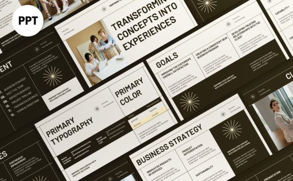 棕色奶油项目介绍PPT模板 (PPT)