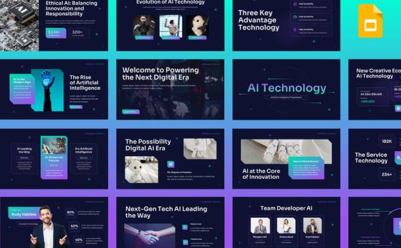 AI技术PPT模板 (PPTX)