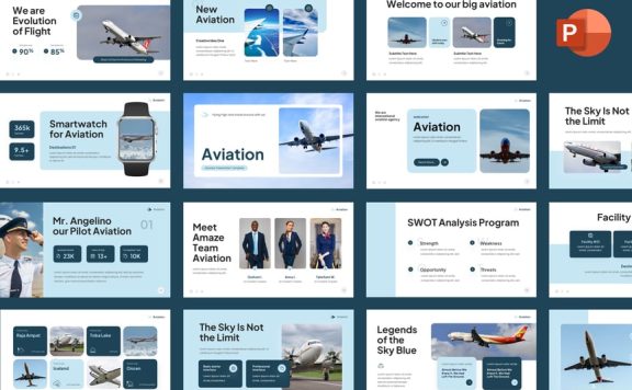航空航线介绍PPT模板 (PPTX)