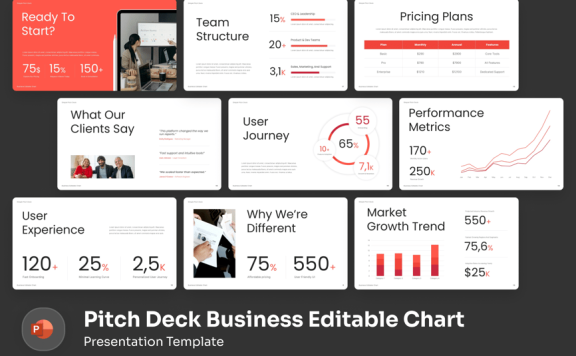 简单的路演业务可编辑图表PPT模板 (PPTX)
