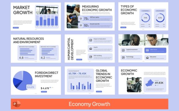 经济增长PPT模板 (PPTX)