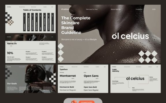 奶油棕色护肤品牌指南PPT模板 (PPTX)