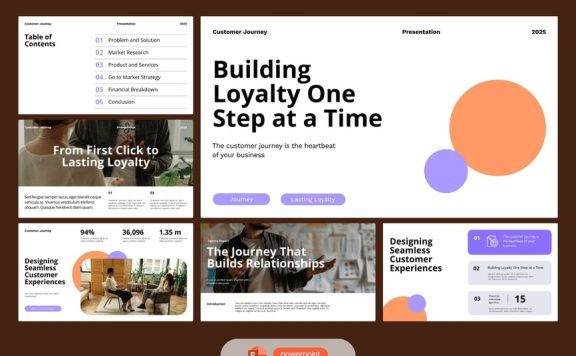 白色紫色橙色客户旅程计划PPT模板 (PPTX)