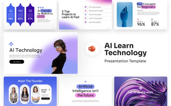 AI学习技术演示PPT模板 (PPTX)