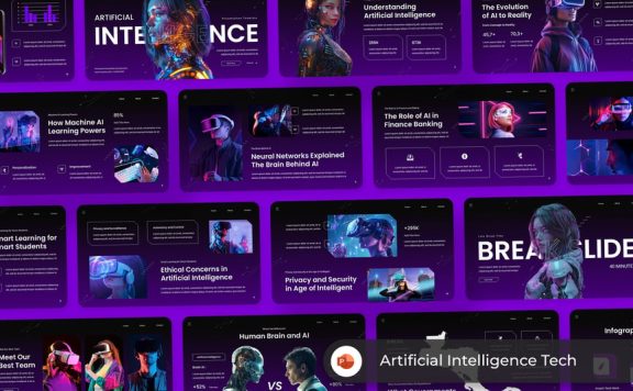 人工智能技术PPT模板 (PPT,PPTX)