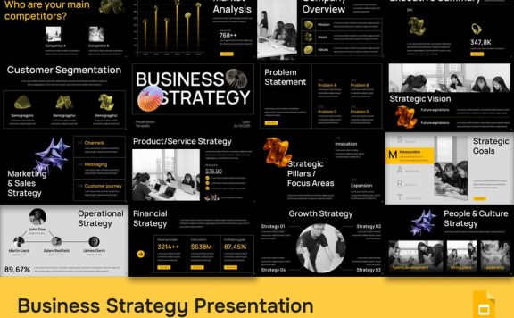 业务策略PPT模板 (PPTX)