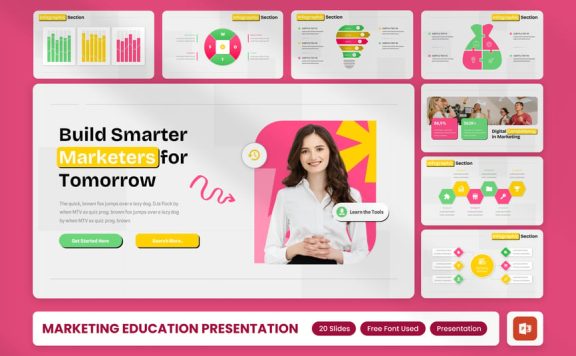 营销教育PPT模板 (PPTX)