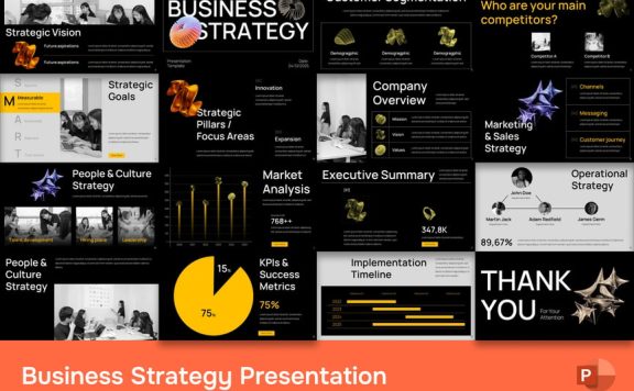 业务策略PPT模板 (PPTX)